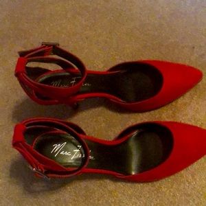 Marc Fisher Red Suede Ankle Strap Pumps Sz 7.5